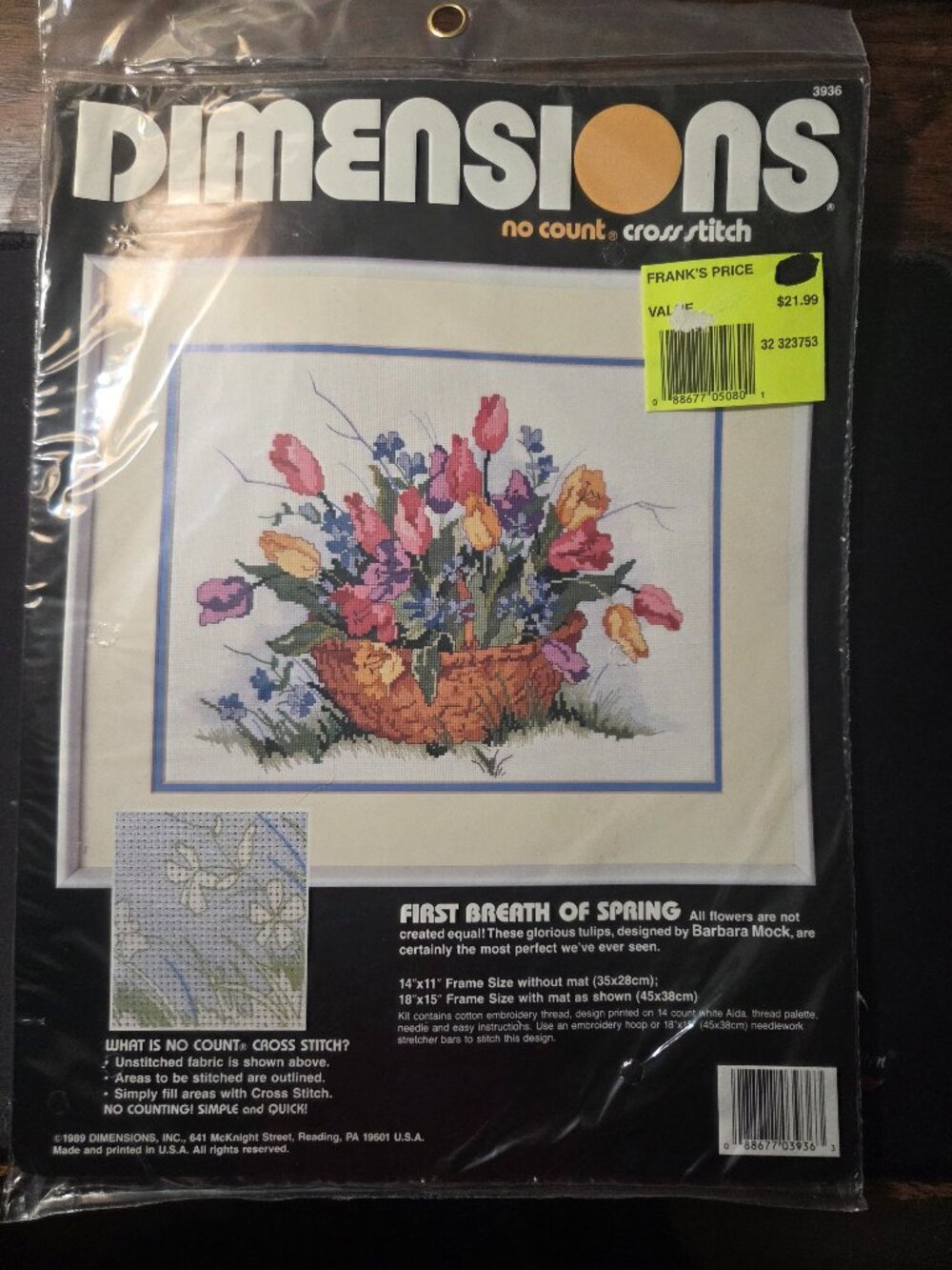 Vintage Dimensions 3936 First Breath of Spring No Count Cross Stitch Kit